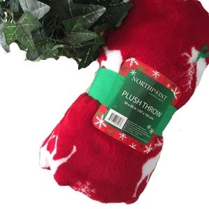 North Point Red Christmas Plush Throw